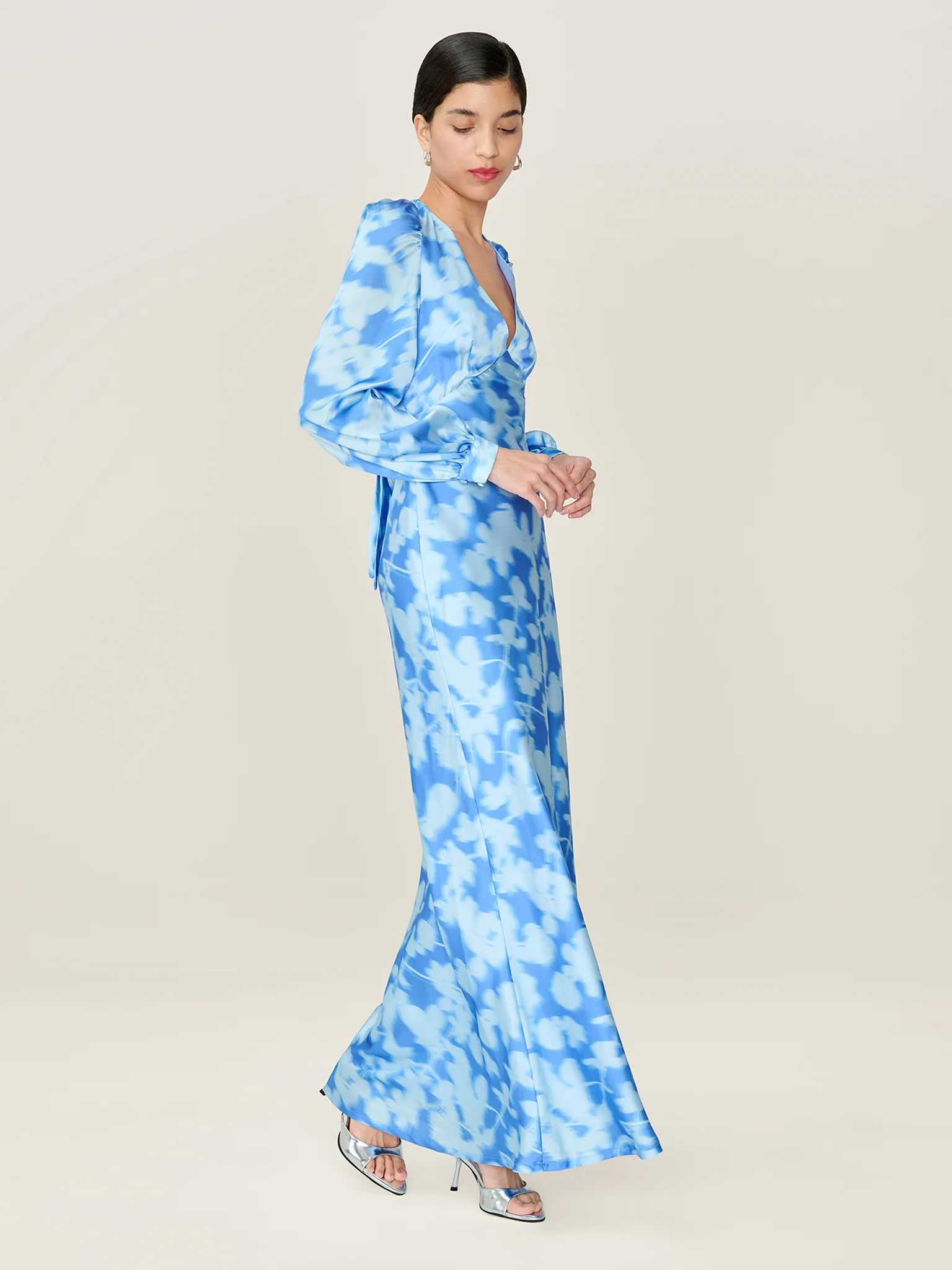 Francoise Dress in Blue Blurred Floral
